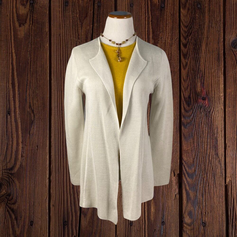 Eileen Fisher Silk Organic Cotton Interlock Cascade Cardigan Sweater Women's S